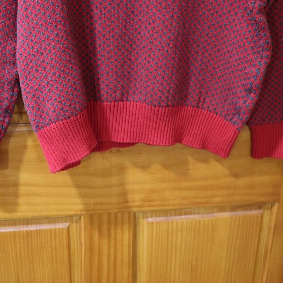 Weather Proof Red Print Sweater 100% Cotton Medium - Picture 6 of 9